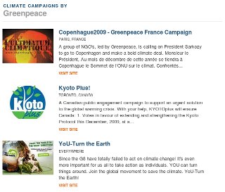 TckTckTck Partner Campaign listing (Greenpeace)