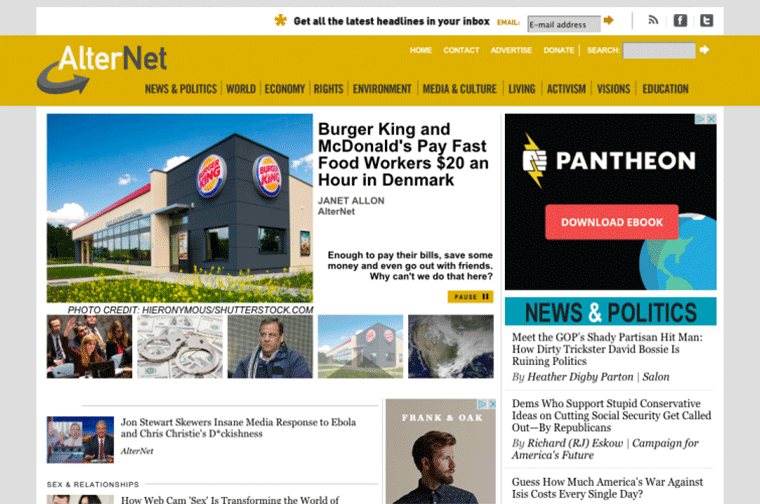 AlterNet desktop site screenshot