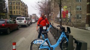 Andy on a Divvy bike.