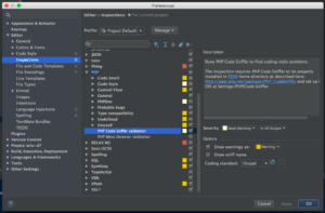 PHPCS settings in phpStorm