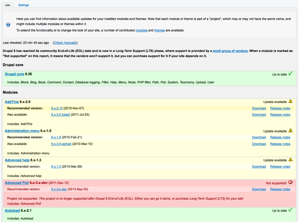 Drupal 6 MyDropWizard report