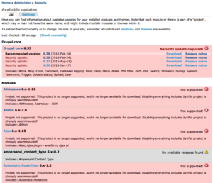 Drupal 6 Update module report