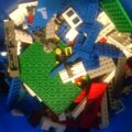 blue bin filled with legos