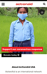 ActionAID USA homepage - mobile