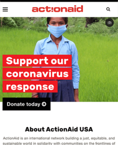 ActionAID USA homepage - tablet