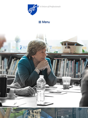 American Federation of Teachers tablet site screenshot