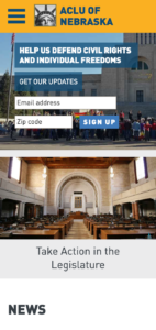 ACLU affiliate mobile screenshot