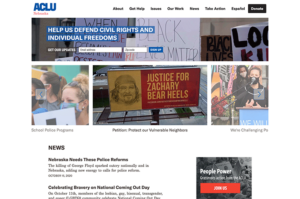 ACLU affiliate example homepage - desktop
