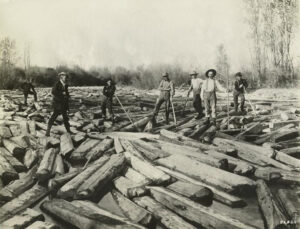 Breaking log jam on Gallatin River, Gallatin County, Montana