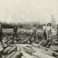 Breaking log jam on Gallatin River, Gallatin County, Montana