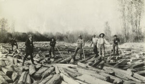 Breaking log jam on Gallatin River, Gallatin County, Montana