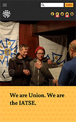 International Alliance of Theatrical Stage Employees (IATSE) mobile site screenshot