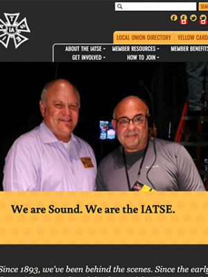 International Alliance of Theatrical Stage Employees (IATSE) tablet site screenshot