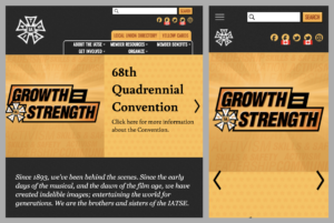 Screenshots of the IATSE tablet/mobile homepage