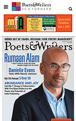 Poets & Writers mobile site screenshot