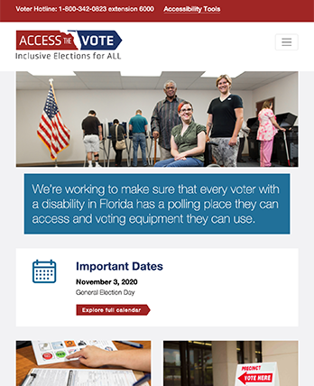 Access the Vote tablet site screenshot