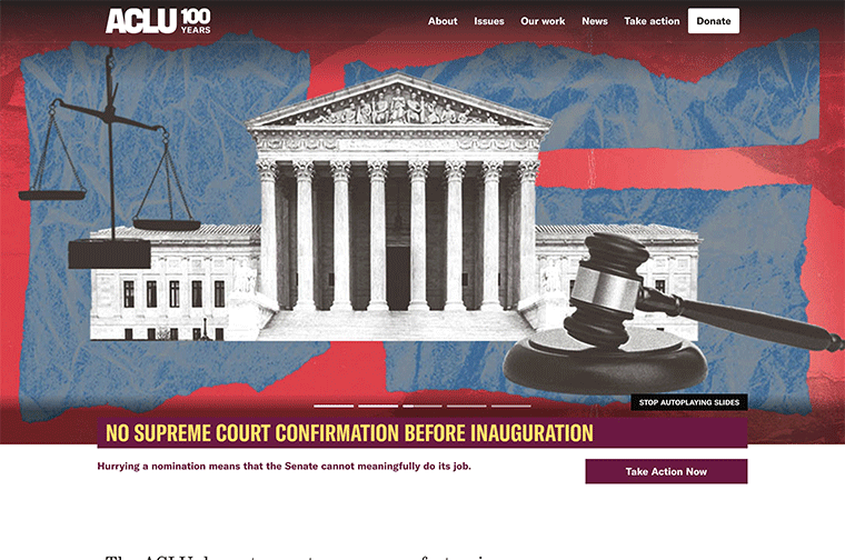 ACLU desktop site screenshot