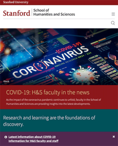 Stanford University School of Humanities and Science homepage - desktop