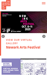 Newark Museum homepage - mobile
