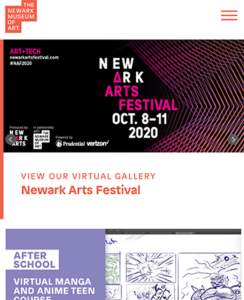 Newark Museum homepage - tablet