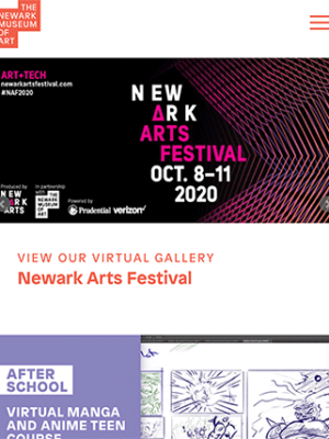 The Newark Museum of Art tablet site screenshot