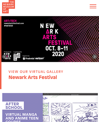 The Newark Museum of Art tablet site screenshot